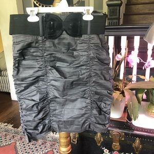 Ruched Grey Skirt w/ Black Belt
